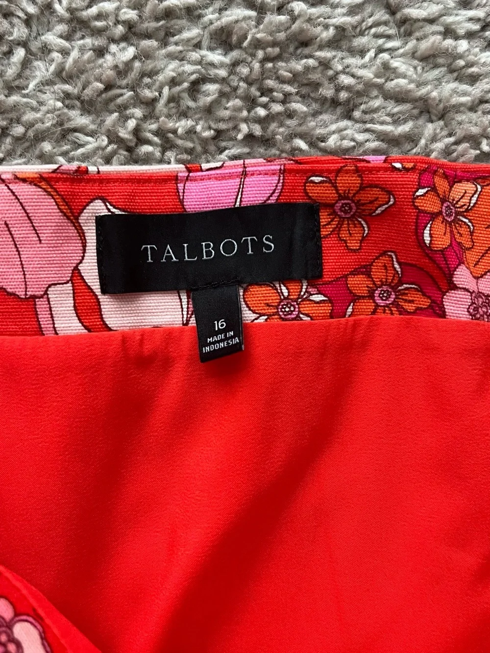 Talbots Red Floral Mini Skirt with Pink & Orange Blooms - Picture 2 of 3
